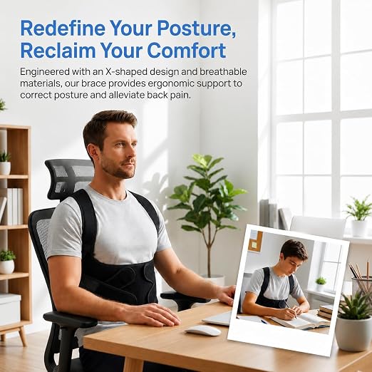 Back Brace Posture Corrector for Women and Men Adjustable Full Back Support