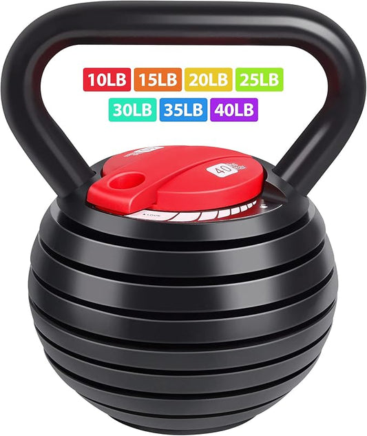 TopMade Adjustable Kettlebell Weights Set Cast Iron Exercise Fitness Kettle Ball Grip 5, 8, 9,12lb Free Weight Men Women Kettlebells for Home Gym Workout Ballistic, Core,Strength Training