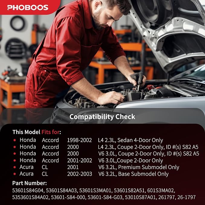 PHOBOOS Hydraulic Power Steering Rack and Pinion Assembly Compatible with Honda Accord 1998-2002 2.3L, 3.0L, Acura CL 2001-2003 3.2L, New Unit, Leak Resistance, Direct Fit, Ref. 26-1797