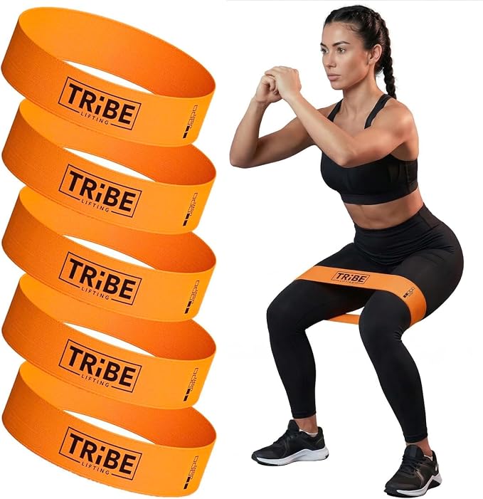 Fabric Resistance Bands for Working Out, 5-Band Set for Legs and Glutes | Booty bands for women and men, 5 resistance levels, for glute activation, hip training, squats, lunges and physical therapy