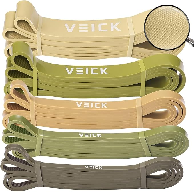 VEICK Pull Up Assist Resistance Bands for Home Gym | 100% Natural Latex, Non Slip Leather Texture, Space Saving, Versatile for Full Body Training, Home Gym