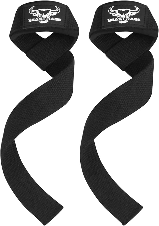 BEAST RAGE Lifting Wrist Straps for Weightlifting, Straps Gym Grip Power Workouts Lifting Straps Padded Neoprene & Premium Cotton Men Women, Deadlift Bodybuilding Exercise Lifting Straps