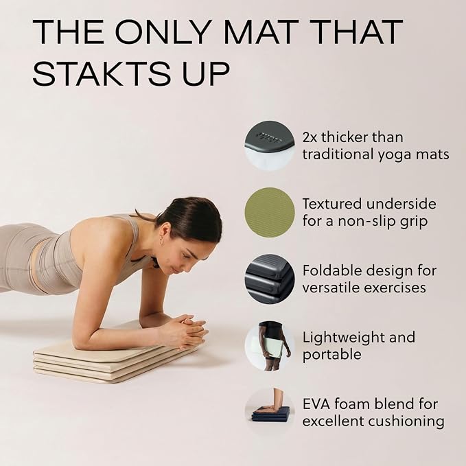 Stakt The Original Foldable Yoga Mat - Non-Slip | Premium foldable exercise & workout mat with non-slip surface, portable for studio or home use, as seen on Shark Tank