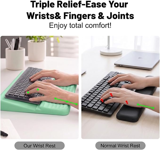 Keyboard Stand with Wrist Rest，Ergonomic Keyboard Riser Holder Lifter Tray | Green，Computer Wrist Support Pad，Ergonomic Keyboard stand for desk，Soft Memory Foam Desk Cushion，Non-Slip