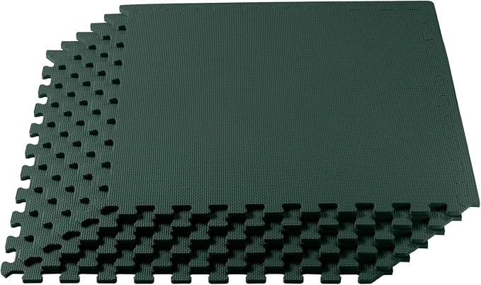 We Sell Mats 1/2 Inch Thickness Multipurpose EVA Foam Floor Tiles, Interlocking Floor Mat for Indoor Gym and Home Use, 24 in x 24 in, Hunter Green, 100 Square Feet (25 Tiles)