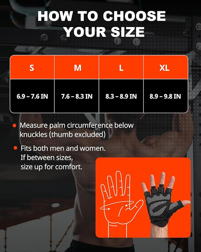 Workout Gloves for Men & Women, Enhanced Grip, Full Palm Protection | Breathable and Durable Gloves for Weight Lifting, Gym Training, Pull Ups, Strength Training and Fitness Workouts