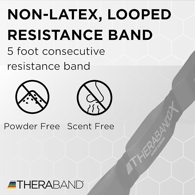 THERABAND CLX Resistance Band with Loops, 5 Feet, Silver, Super Heavy, Non-Latex, Elastic Band for Exercise, Mobility & Rehab, Stretching, Home Workouts, Color-Coded for Easy Resistance Levels