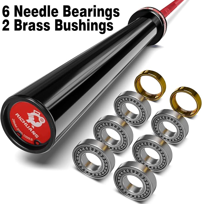 7ft Olympic Barbell 28mm 45lb – 500/700/1000LB Bar for Home Gym | Ceramic coated steel. Smooth spinning sleeves. Fits 2" plates. For snatch, clean and jerk, squats, deadlifts, bench press.