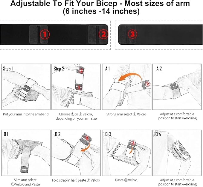HAISSKY Running Armband with Earphone Pouch Fits Phones up to 6.9" | Cell Phone Armband for iPhone, Water Resistant & Breathable Sports Phone Holder & Zipper Pocket Car Key Holder for Jogging
