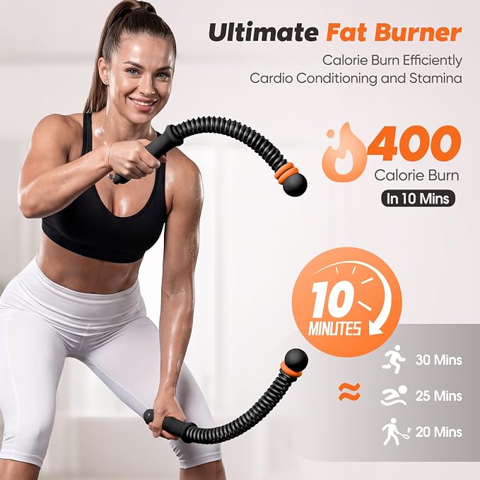 KUZARO Upgrade Weighted Ropeless Battle Ropes for Women, Quiet Adjustable Cordless Battle Ropes for Home Gym HIIT Cardio & Strength Training, Portable Exercise Rope for Arm & Core, Apartment Gear