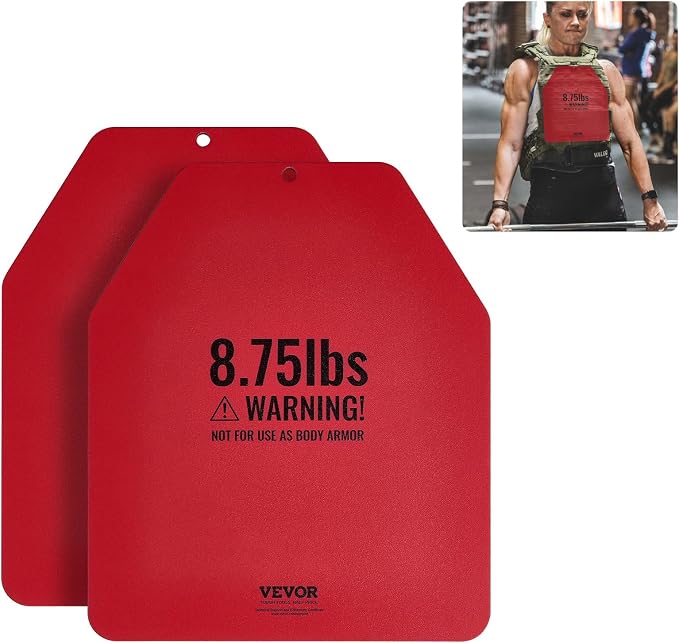 VEVOR Weight Vest Plates, 5.75/8.75/14.5/19.75 LB Pairs, Premium Steel Weighted plates, Additional Weight for Weight Vests, for Strength Training, Running, Fitness, Heavy Workouts