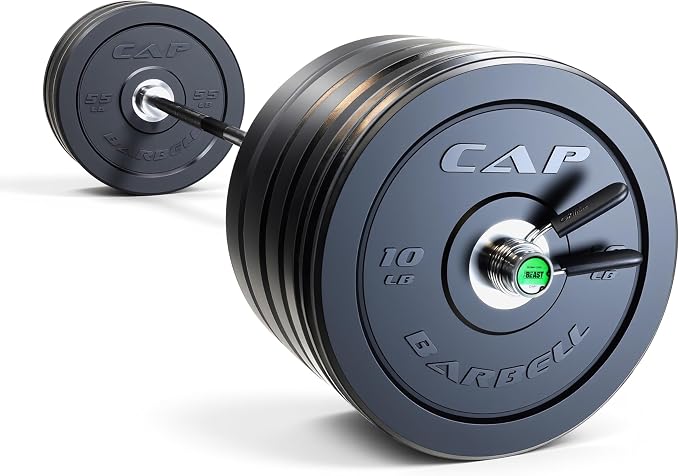 CAP Barbell Olympic Weight Set with 7ft Barbell & Bumper Plates | 160-370 lbs | Multiple Options