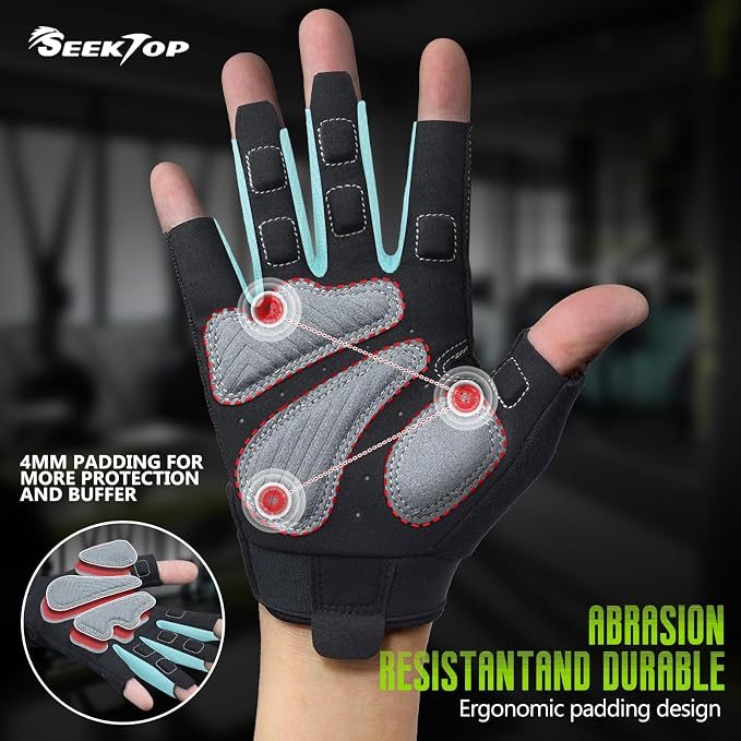 Seektop Padded Workout Gloves for Men & Women: Excellent Grip Gym Gloves | Breathable Lightweight, with Full Palm Protection,Gym Weight Lifting for Fitness, Training