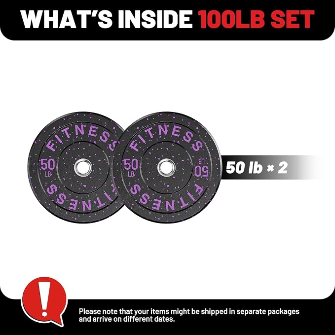 2" Bumper Plates Set Olympic Weight Plates for Barbell Strength Training | Papababe 2Inch Weights Plates Set, Floor Protective Plates, 20-600lbs Rubber Bumper Plates for Weightlifting, Bench Press