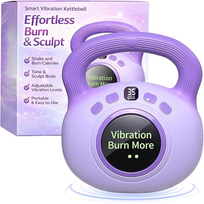 Vibration Kettlebell – 3LB Golden Weight Ideal for Women’s Fat Loss, Body Sculpting & Lymphatic Drainage – Slimming Vibration Exercise Machine for Toning, Circulation & Daily Home Workouts