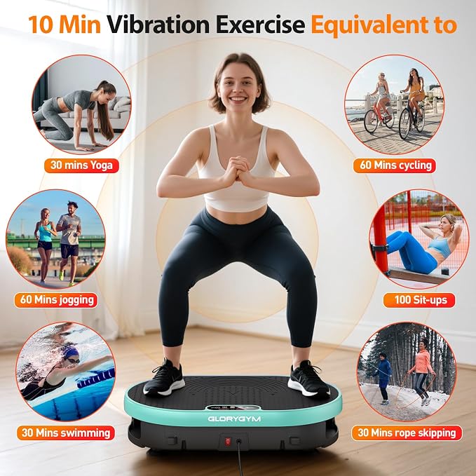 Vibration Plate Exercise Machine for Body Shaker Machine & Weight Loss, Shake Plate with Resistance Bands, 120 Speed Levels, Remote Control, Full Body Workout, Compact Home Gym Equipment