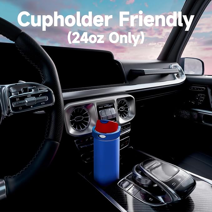 24 oz Insulated Water Bottle for Men: Meoky Stainless Steel Water Bottle with 2-in-1 Straw and Spout Lid - Leak Proof, Cold for 24 Hours, Fits in Car Cup Holder, BPA-Free for Sports Travel, Navy Blue
