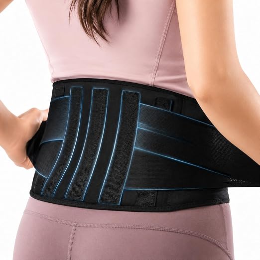 Back Brace for Women Lower Back Pain, Lumbar Support Belt | Wide Lumbar Support Belt, 5 Removable Metal Stays, Lightweight Breathable Back Brace, Sciatica & Disc Relief (M:33"-37")