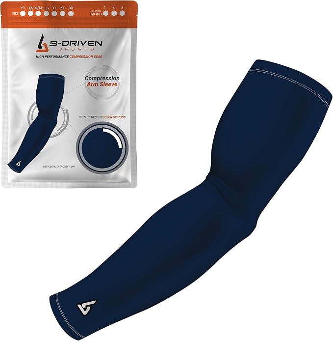 Pro-Fit Compression Arm Sleeve for Men, Women & Youth, Volleyball Baseball Basketball Weightlifting - Single