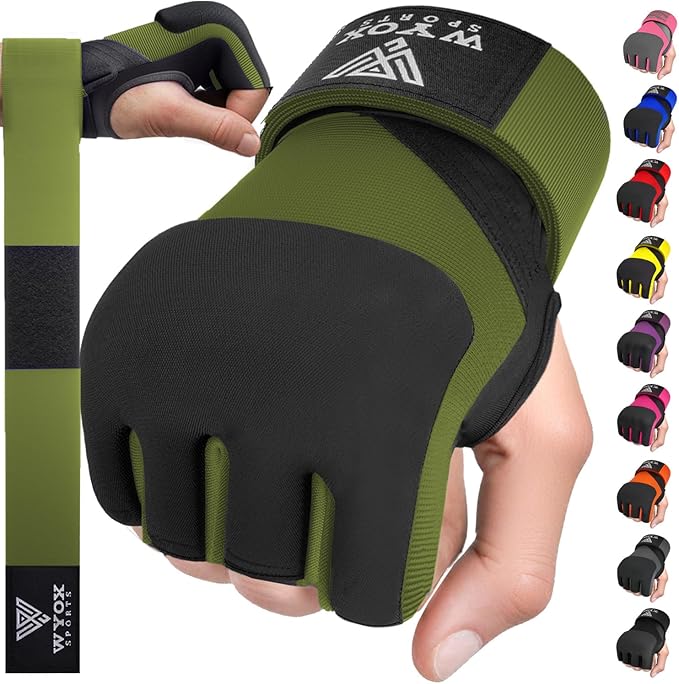 WYOX Neoprene Gel Boxing Hand Wraps Inner Gloves for Men & Women – 80cm/31in Quick Wrist Strap, Padded Knuckle Protection, Fingerless MMA Muay Thai Kickboxing Wraps for Training & Martial Arts