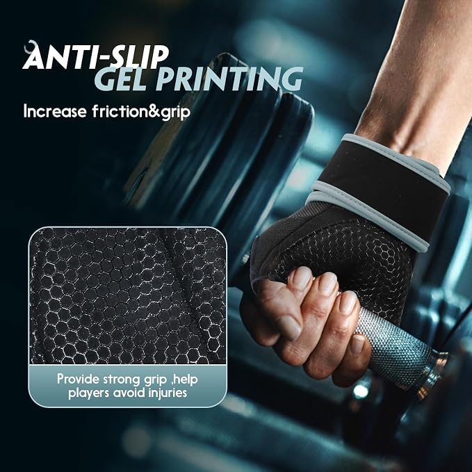 Workout Gloves Gym Gloves Weight Lifting Gloves for Men Women with Full Palm Pad,Strong Wrist Wraps Support,Enhanced Grip,for Fitness,Training,Weightlifting,Exercise
