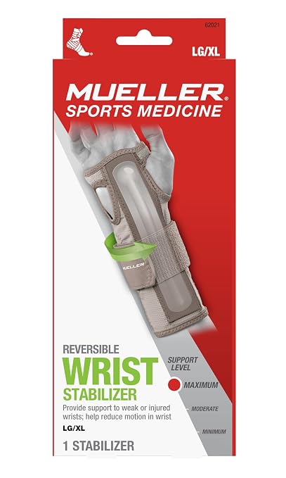 MUELLER Sports Medicine Reversible Wrist Stabilizer with Splint, Wrist Pain Relief Support for Men and Women, Ideal for Carpal Tunnel, Tendinitis, Arthritis, Taupe, Large/X-Large