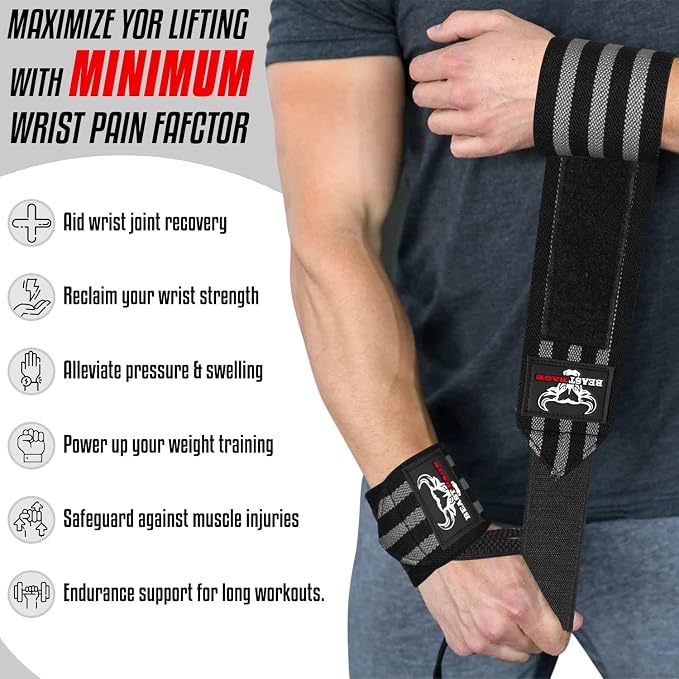 Wrist Wraps for Weightlifting - Adjustable Lifting Straps With Thumb Loop for Enhanced Gym Support, Powerlifting, Bodybuilding and Workout