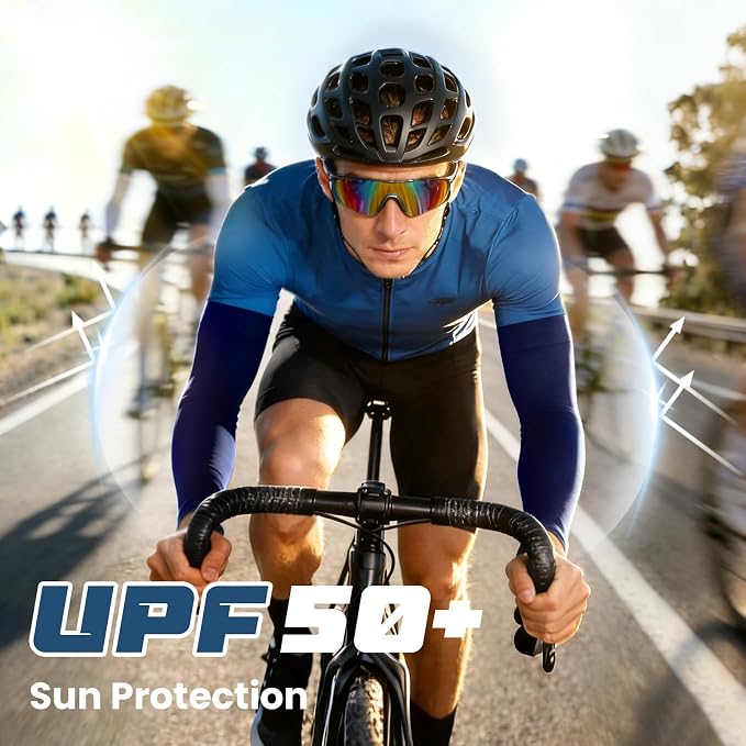 Mochabao 8 Pairs Soft Arm Sleeves, UV Sun Protection Cooling Compression Arm Covers for Outdoor Work, Sports, Men & Women