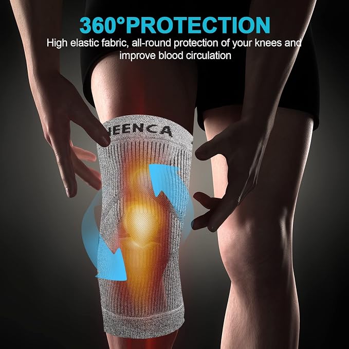 NEENCA Knee Sleeve – Knee Braces for Knee Pain, Joint Pain Relief, Swelling, Inflammation Relief, and Circulation, Knee Support for Women and Men (Gray, Small)