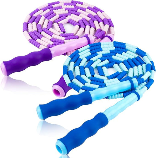 Jump Rope for Kids, Adjustable Jump Ropes for 4 5 6 7 8 10 12, Tangle Free | Jumping Rope Age 8-12, Segmented Soft Beaded Skipping Rope for Women Fitness