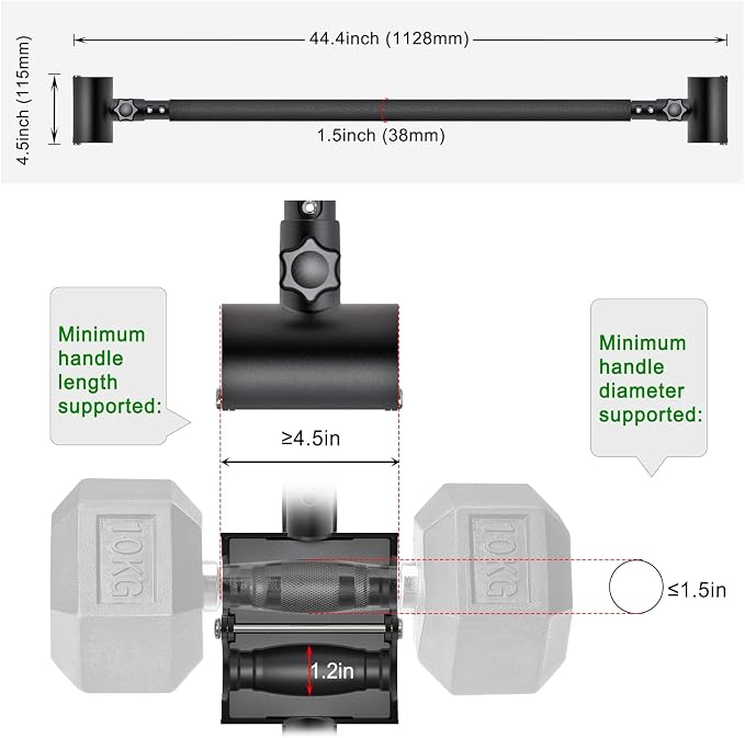 Kipika Adjustable Dumbbell to Barbell Converter - EZ Curling Bar Adapter - Versatile Weightlifting Equipment for Home Gym