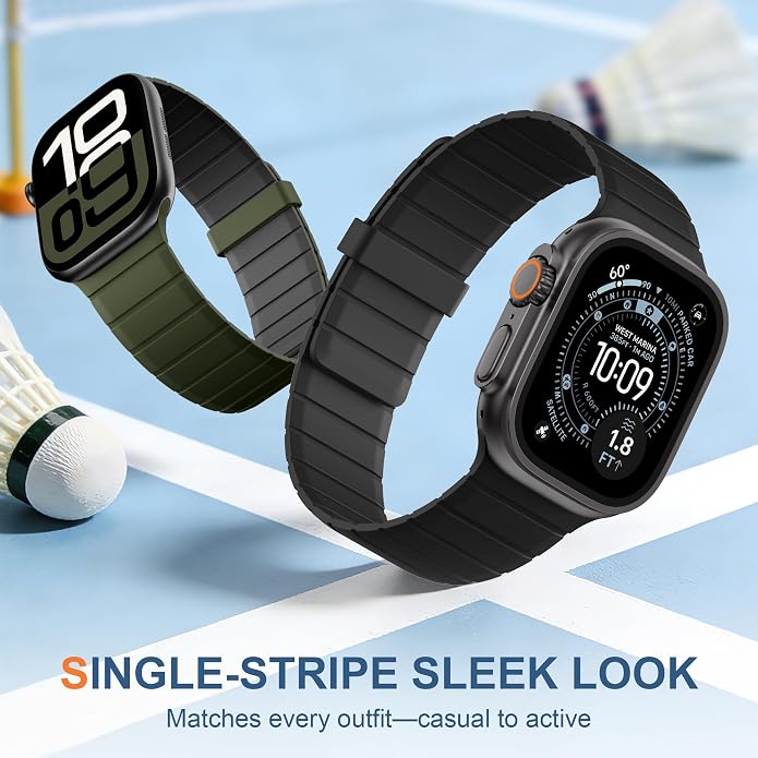 SNBLK Magnetic Band Compatible with Apple Watch Bands for Men 44mm 45mm 46mm 49mm 42mm 41mm 40mm 38mm Women, Secure Silicone Sport Loop Magnet Strap for iWatch Ultra 3 2 1 SE Series 11 10 9 8 7 6 5 4