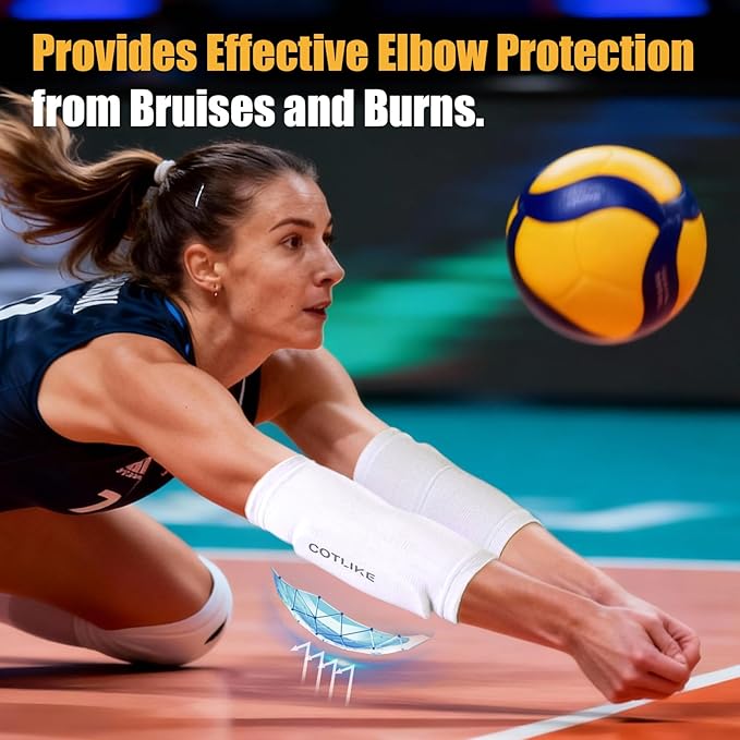 Volleyball Elbow Pads for Youth, Volleyball Arm Sleeves Elbow Pads for Floor Burns and Bruises, Non-Bulky Elbow Pad Protection Comfort Flexible, One Size