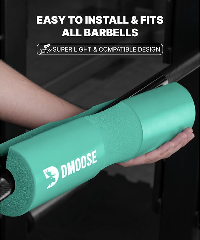 DMoose Fitness Barbell Pad for Hip Thrust, Squat & Lunges - Non-Slip Thick Foam Cushion for Neck and Back Support with Two Straps - Hip Thrust Pad for Leg Day - Fits All Olympic Bars and Smith Machine