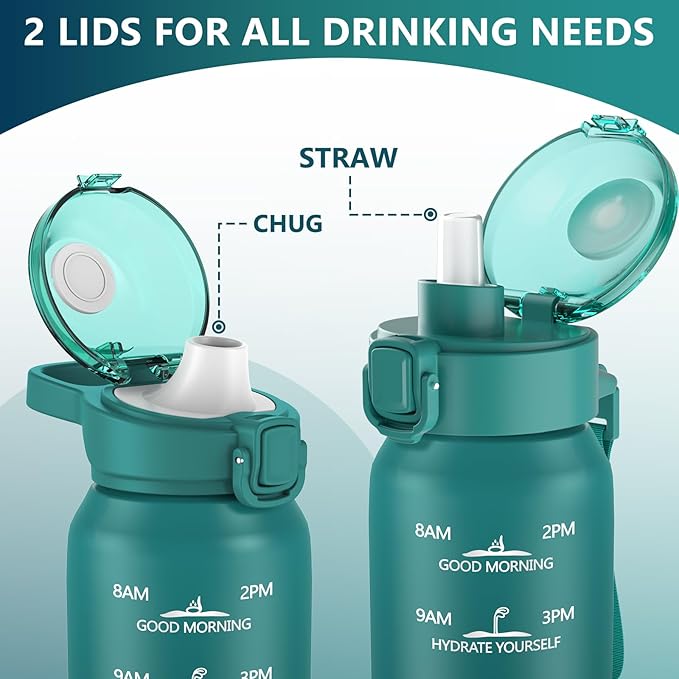 SLUXKE 32oz Insulated Water Bottle with 2Lids(Straw Lid & Spout Lid), 1000ml Stainless Steel Water Bottle Double Walled Leakproof, Reusable Metal Bottle Keep Cold & Hot for Men, Women BLUE BLUE