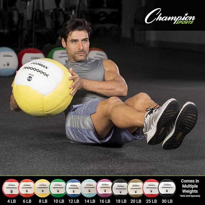 Champion Sports Rhino Promax Wall Balls - Soft Shell Non-Slip Grip for Weightlifting, Plyometrics, Cross Training, & Home Gym