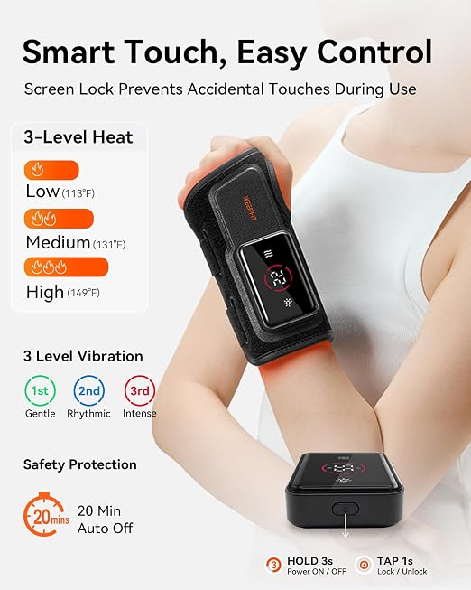 MAXease Cordless Heated Wrist Brace for Pain Relief, Warmer & Massager for Carpal Tunnel & Arthritis, Wrist Heating Pad with Splint for Hand Joint & Night Support, FSA&HSA, Size S, Right