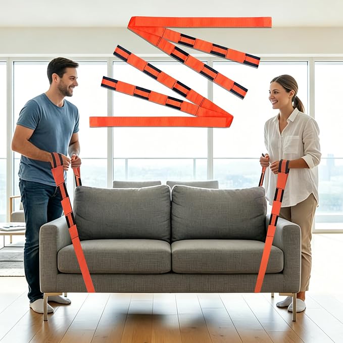 2-Pack Heavy Duty Furniture Moving Straps, 660LBS Adjustable PP Lifting Bands, Ergonomic Portable Carrying Belts for Furniture, Appliances, Heavy Boxes, Home Garage Office Moving