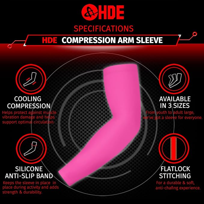 HDE Arm Compression Sleeves for Kids Basketball Shooting Sleeve Youth Sports Cooling Sun Protection Football Baseball 1 Pair