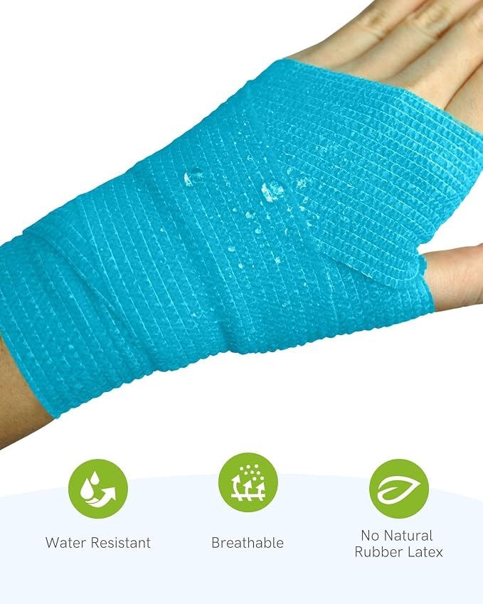 FriCARE Self Adhesive Bandage Wrap, Medical Tape in First Aid Kit, Vibrant | Elastic Cohesive Bandages for Sports/Vet/Wrist Ankle Wounds, 2 Inches X 5 Yards, Latex-free 6 Rolls