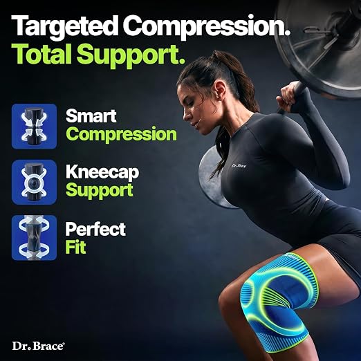 DR. BRACE Elite Compression Knee Brace for Women & Men, (2-Pack) Knee Support Compression Sleeve, Workout Sports Knee Braces for Meniscus Tear, ACL & Arthritis Pain Relief - Check Size Guide Video (Zeus, Large)