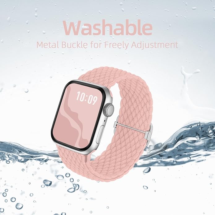 4 Pack Braided Stretchy Bands Compatible with Apple Watch 40mm 41mm 38mm 42mm 44mm 45mm 46mm 49mm Women Men, Breathable Nylon Elastic Daily Use Straps for iWatch Series 11/10 9 8 7 6 5 4 3 SE/Ultra 2