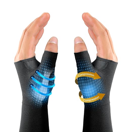 Thumb Sleeves Compression Brace（1 Pair）, Thumb CMC Support, Lightweight Thumb and Wrist Brac for Arthritis Tendonitis Sprain, for Left & Right Hand - L size