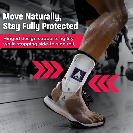 Cramer Active Ankle T2 Ankle Brace, Large, White, Rigid Support for Men 10-13 & Women 11-14 Shoe Size, Adjustable Brace for Sprains, Volleyball & Cheer, Lightweight EVA Padding,Fits Left or Right Foot