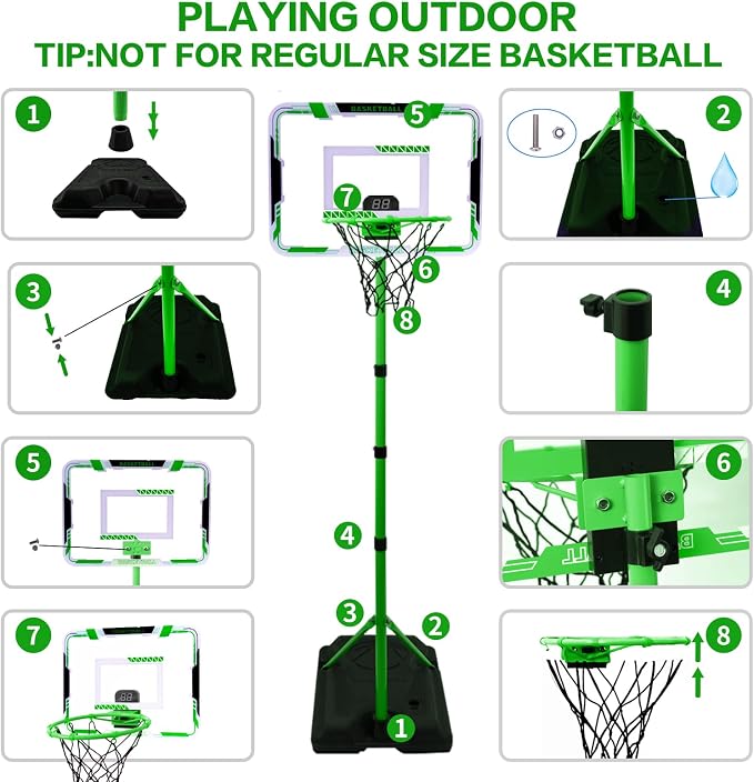 Kids Basketball Hoop, Adjustable Height Toddler Basketball Hoop Stand, Indoor Outdoor Basketball Goal Toy for Boys Girls Ages 3~8 Years Old, Includes 3 Balls, Ideal for Birthday Gift