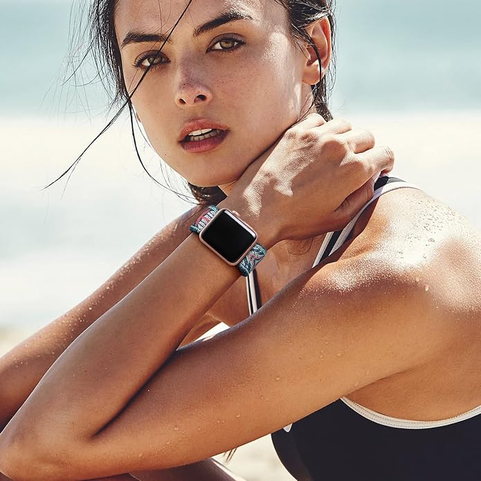 Lerobo Braided Band Compatible with Apple Watch Series 11 10 9 8 7 46mm 45mm 41mm Ultra SE 3 2 1 49mm Series 6 5 4 3 44mm 40mm 38mm 42mm Men iWatch Bands Women Stretchy Nylon Solo Loop Sport Strap