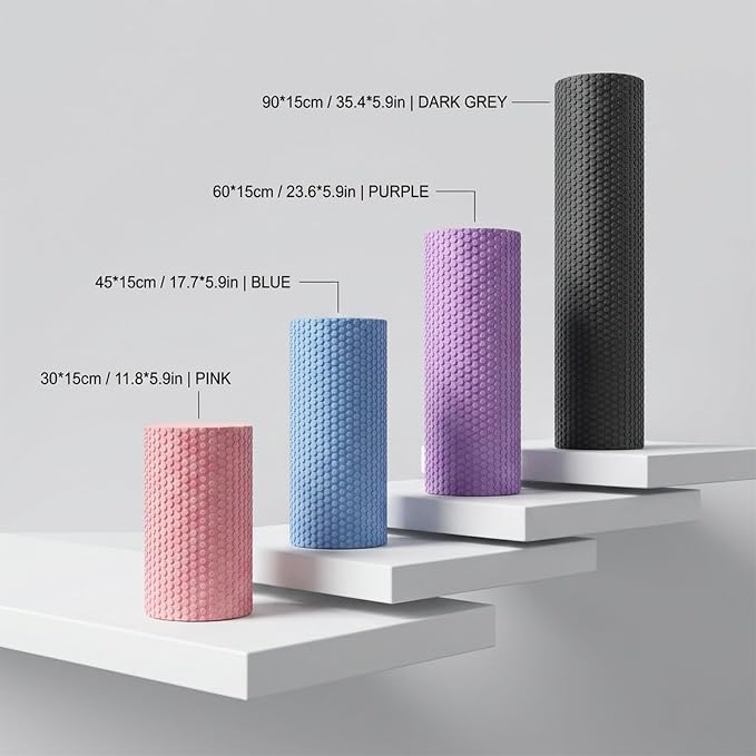 EVA Soft Dot Foam Roller for Exercise, Soft Density Foam Roller for Beginners, Textured Deep Tissue Massager for Yoga, Pilates, Back Muscle Massage & Balance Training， 1Pc-M-Purple