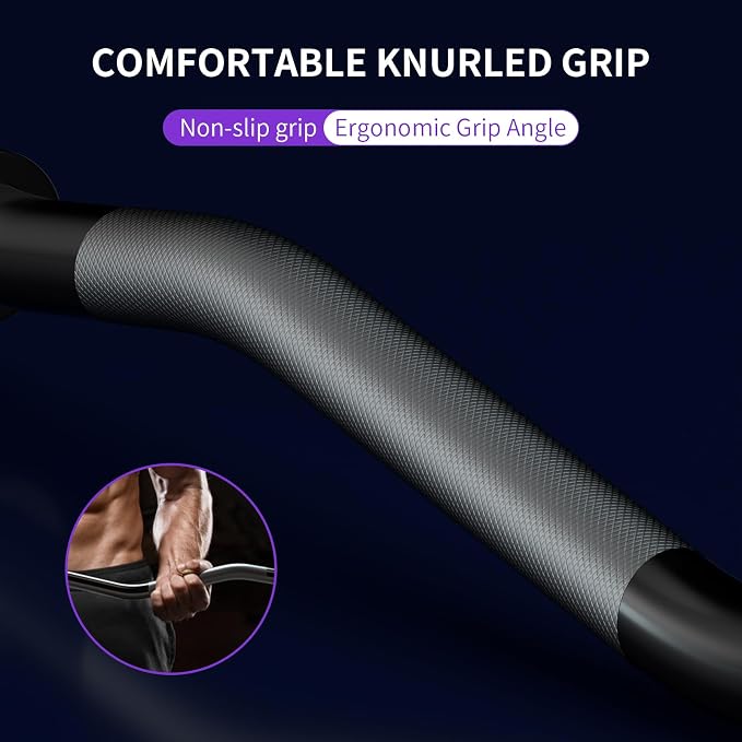 47" EZ Curl Bar Weight Lifting Bar, 1-inch Curling Bars for Weight lifting | Barbell bar for Hip Thrusts/Squats/Lunges for Gym and Home, With 2 Star Double Risk Star-nuts (220lb Weight Capacity)