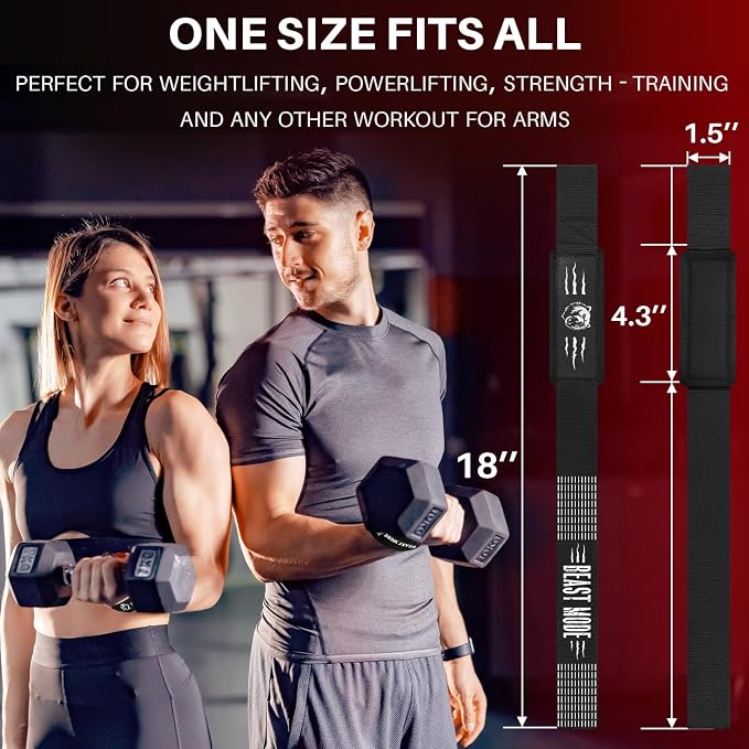 TECEUM Neoprene Padded Cotton Lifting Straps for Weightlifting, 1 Pair