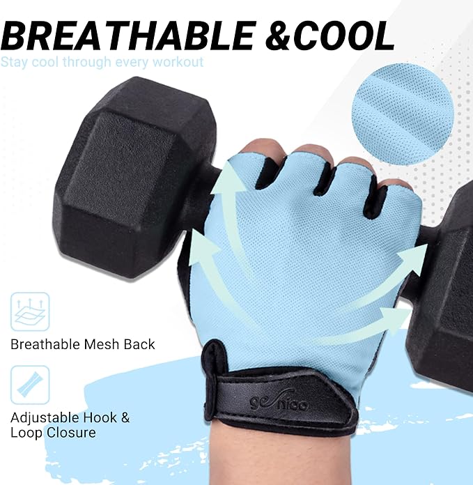 Workout Gloves for Women Men, Full Palm Silicone Grip, Padded Half Finger Gloves for Gym, Weight Lifting, Cycling